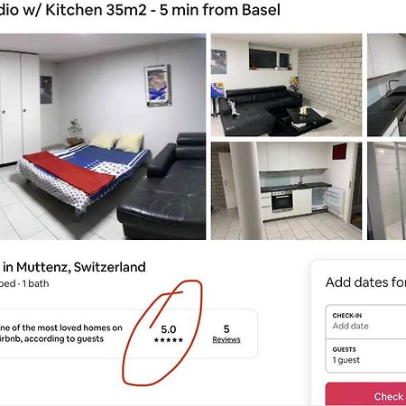 Basel - 5 Mins Away - Modern Basement Studio With Kitchen 35M2 In 穆滕茨 外观 照片